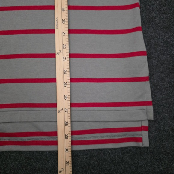 Polo Ralph Lauren Men's Large Gray Red Striped Cotton Polo Shirt - Picture 4 of 8